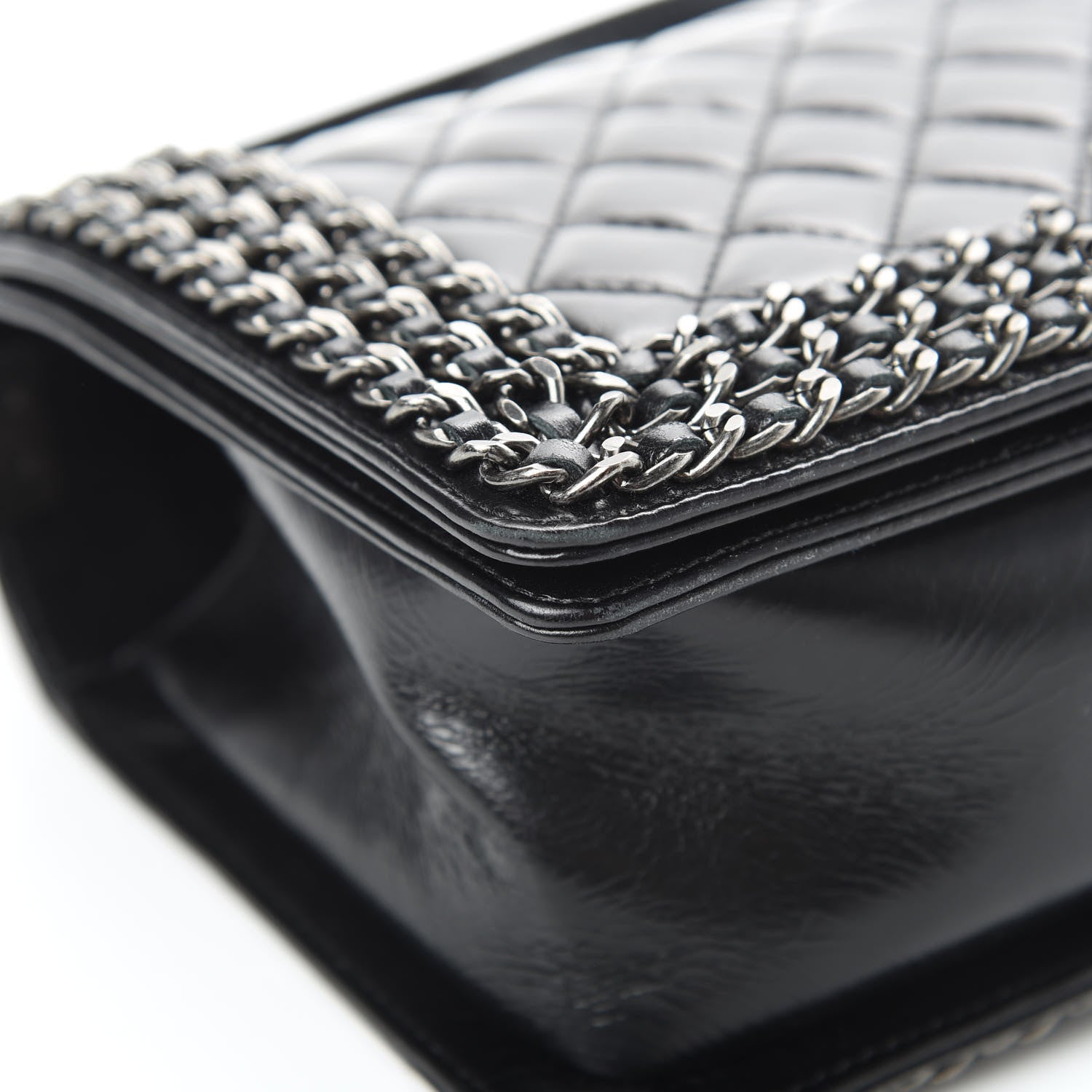 Chanel Glazed Calfskin Quilted Medium Boy Chained Flap Black 9 of 13