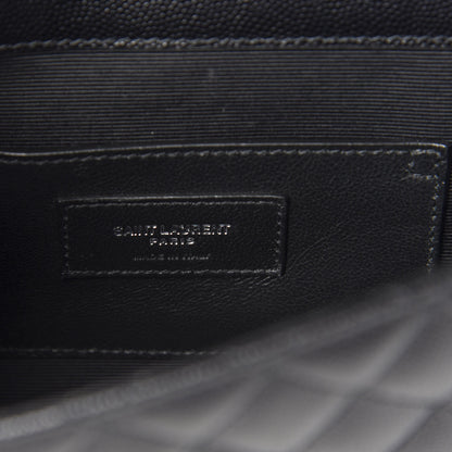 Saint Laurent Grain De Poudre Textured Mixed Matelasse Triquilt Small Monogram Satchel Black 6 of 8