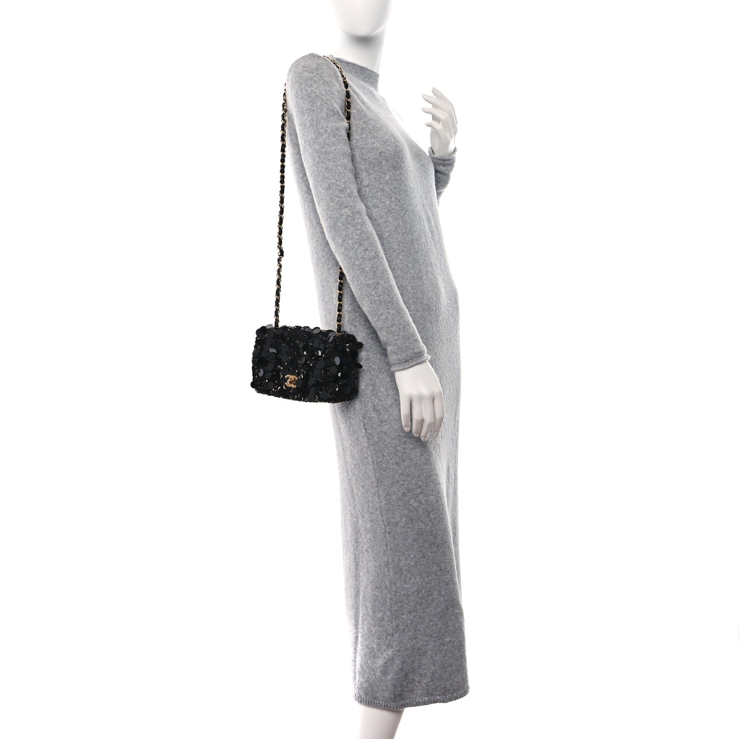 Sequin Mini Rectangular Flap Black