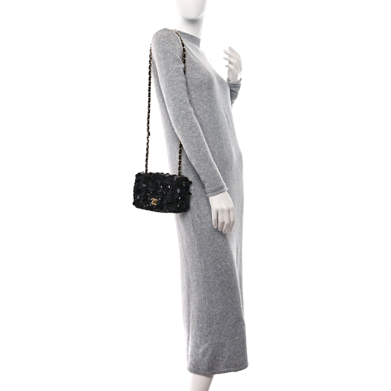 Chanel Sequin Mini Rectangular Flap Black 3 of 9