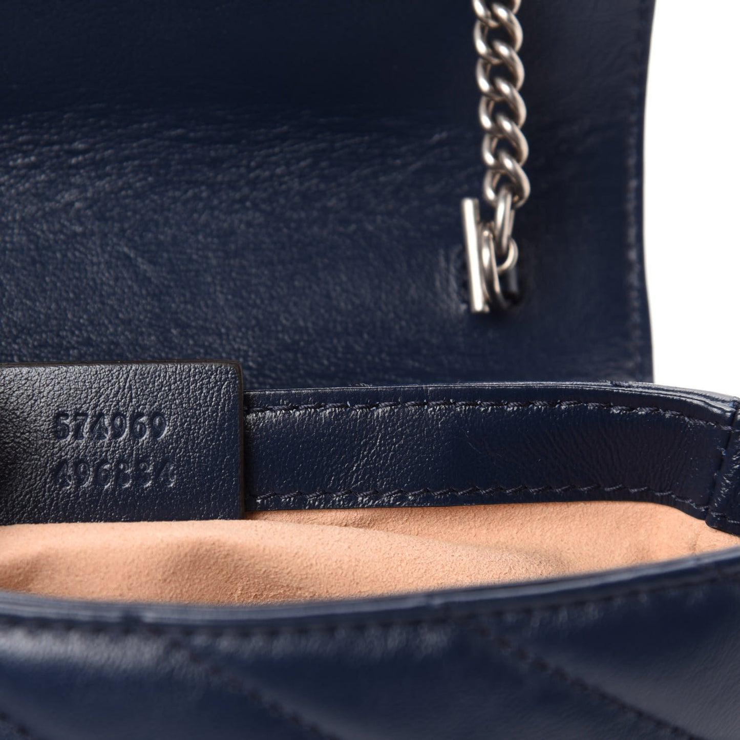 Vintage Effect Calfskin Matelasse Diagonal Super Mini Torchon GG Marmont Shoulder Bag Blue Agata Mystic White