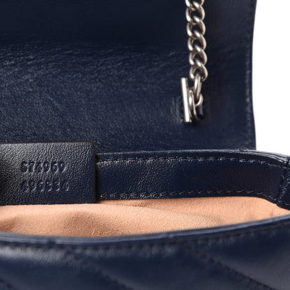 Gucci Vintage Effect Calfskin Matelasse Diagonal Super Mini Torchon GG Marmont Shoulder Bag Blue Agata Mystic White 9 of 10