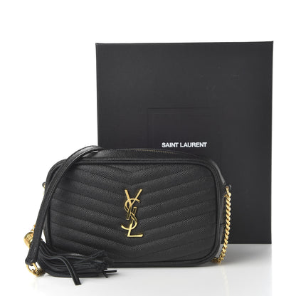 Saint Laurent Grain De Poudre Matelasse Monogram Mini Lou Camera Bag Black 10 of 10