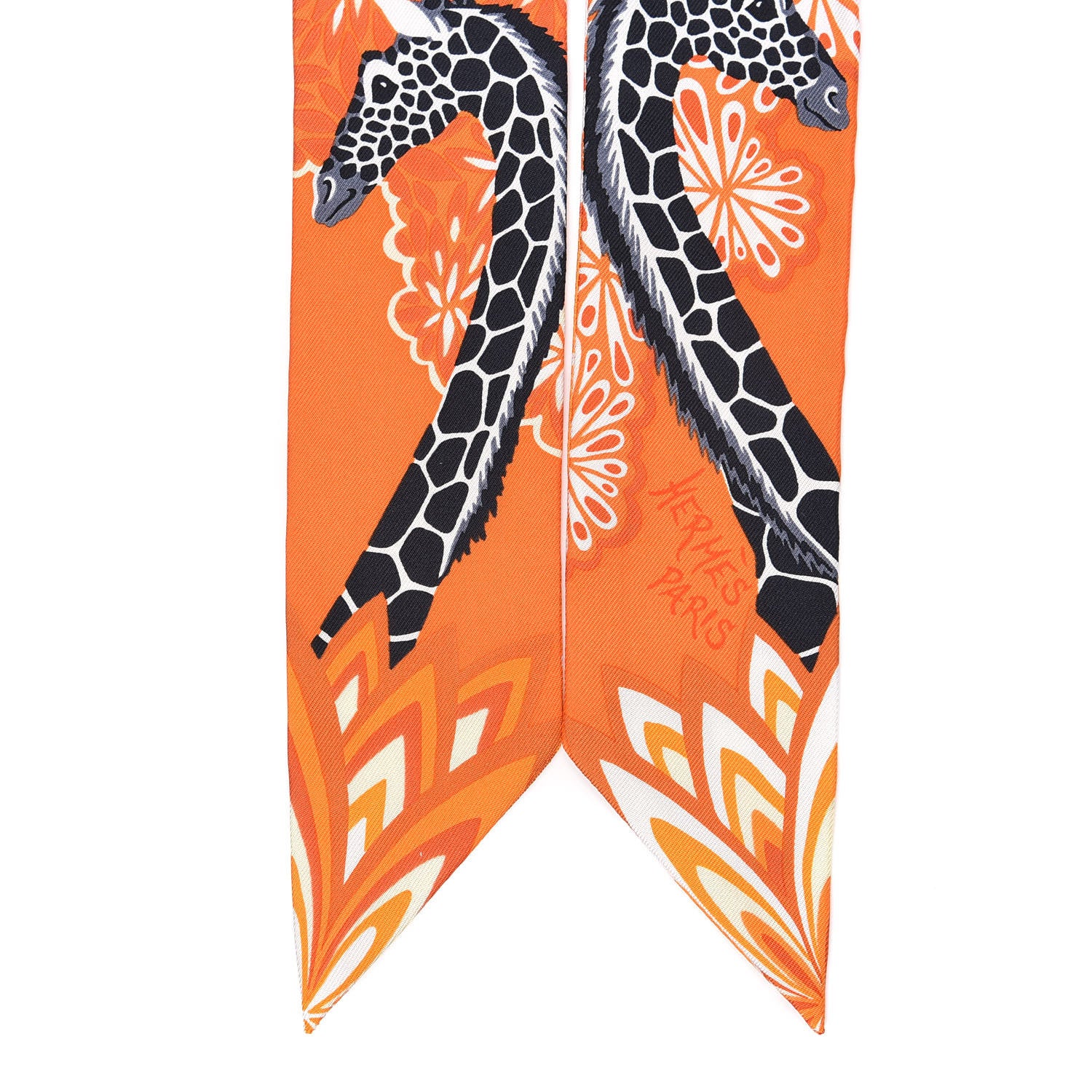 Hermes Silk The Three Graces Twilly Orange Mangue Anthracite 2 of 4