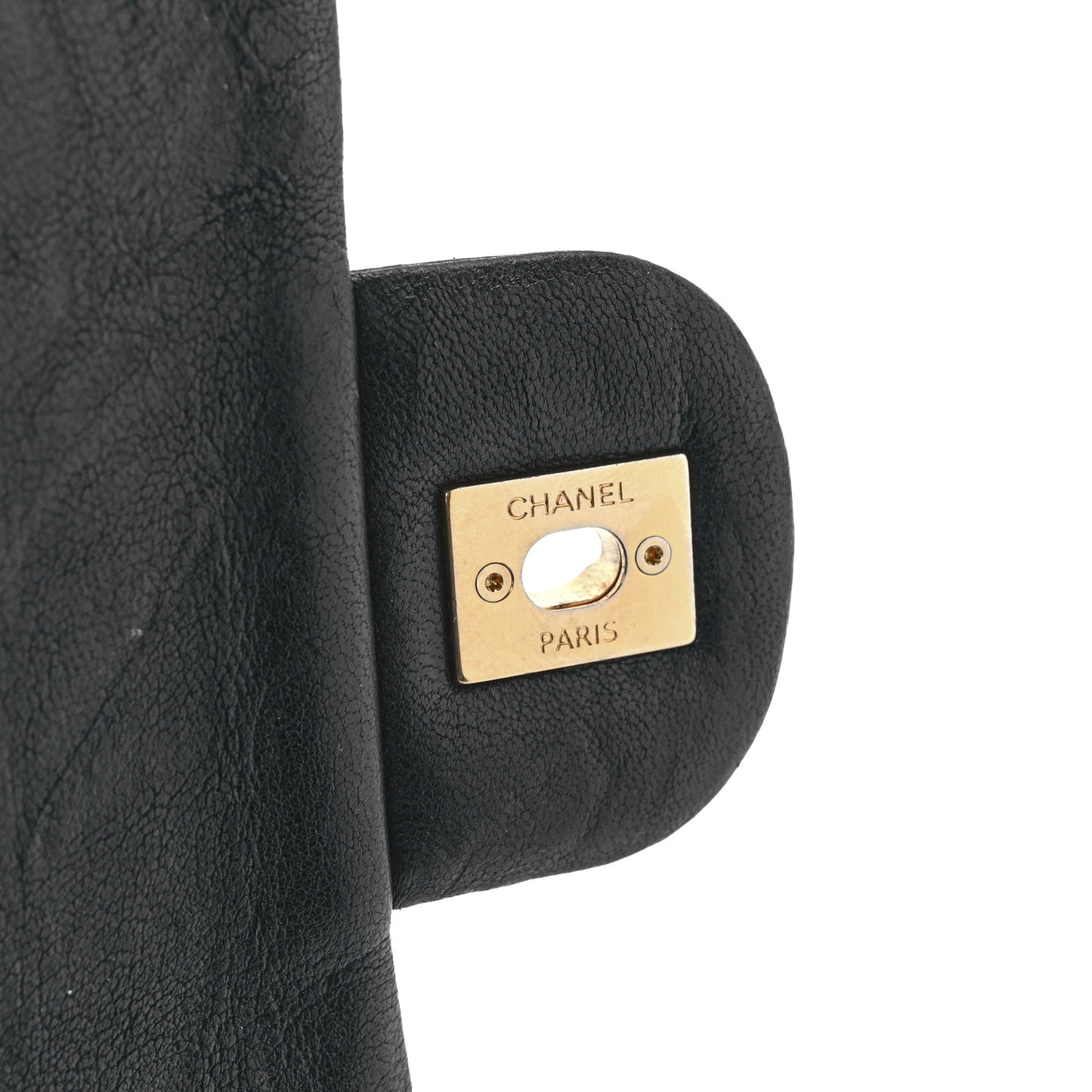 Calfskin Chevron Quilted Medium Surpique Flap Black