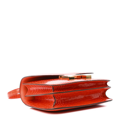 Hermes Shiny Alligator Constance 18 Orange Poppy 4 of 18
