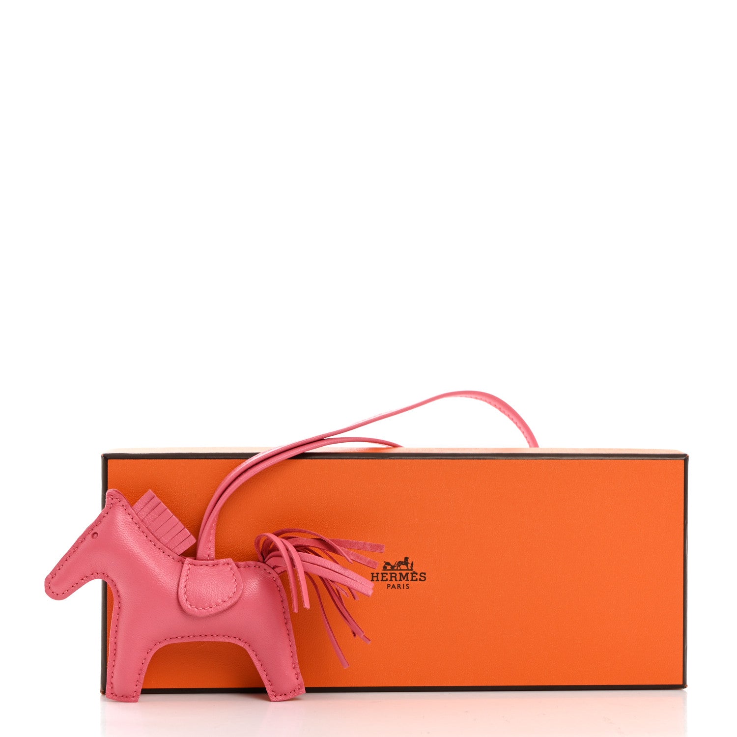 Hermes Milo Lambskin Grigri Rodeo Horse Bag Charm PM Rose Azalee 5 of 5