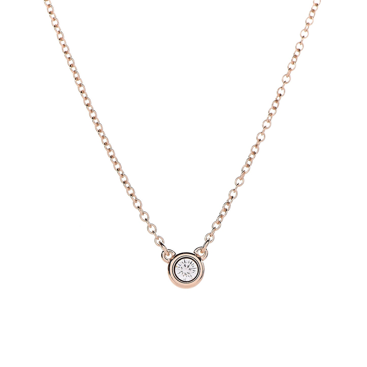 18K Rose Gold Diamond .07ct Elsa Peretti Diamonds by the Yard Pendant Necklace