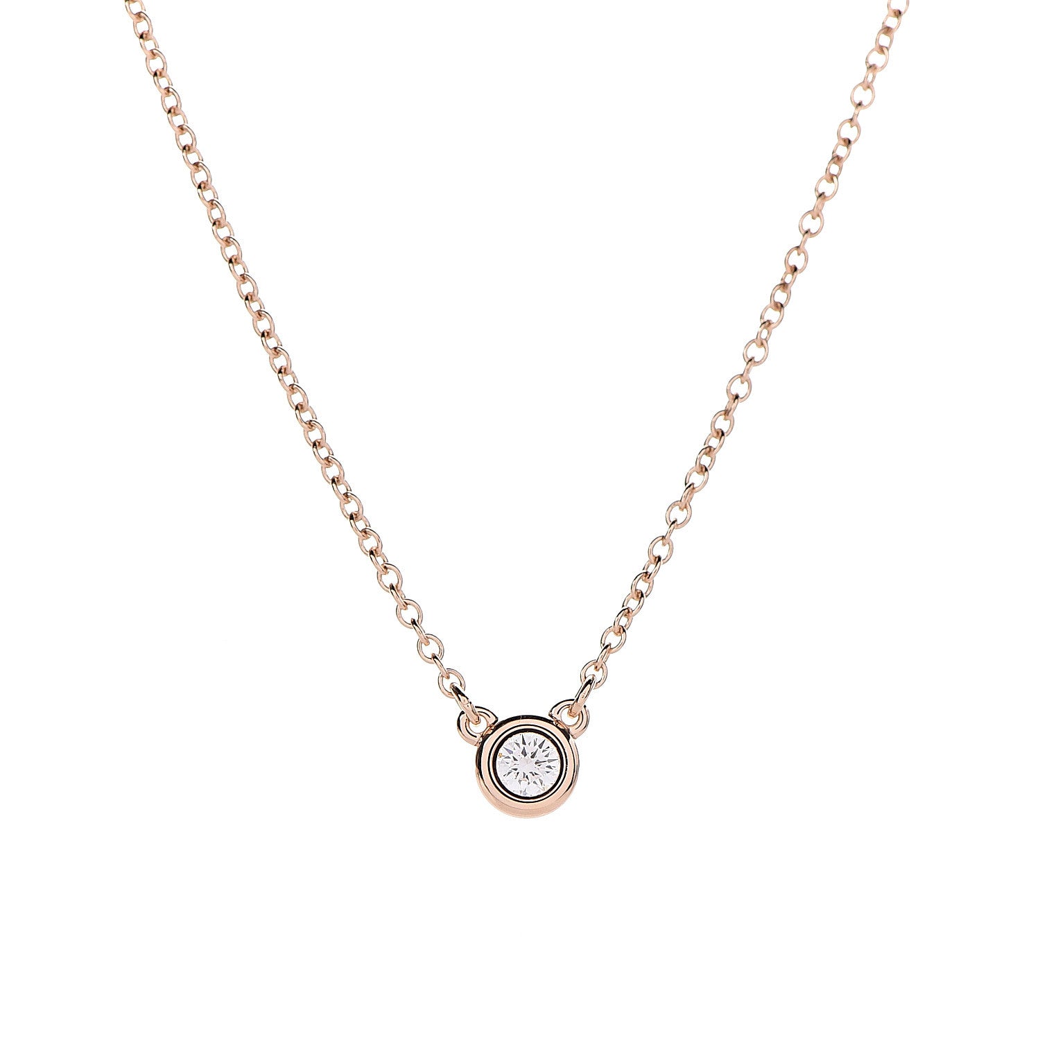 Tiffany 18K Rose Gold Diamond .07ct Elsa Peretti Diamonds by the Yard Pendant Necklace 4 of 6