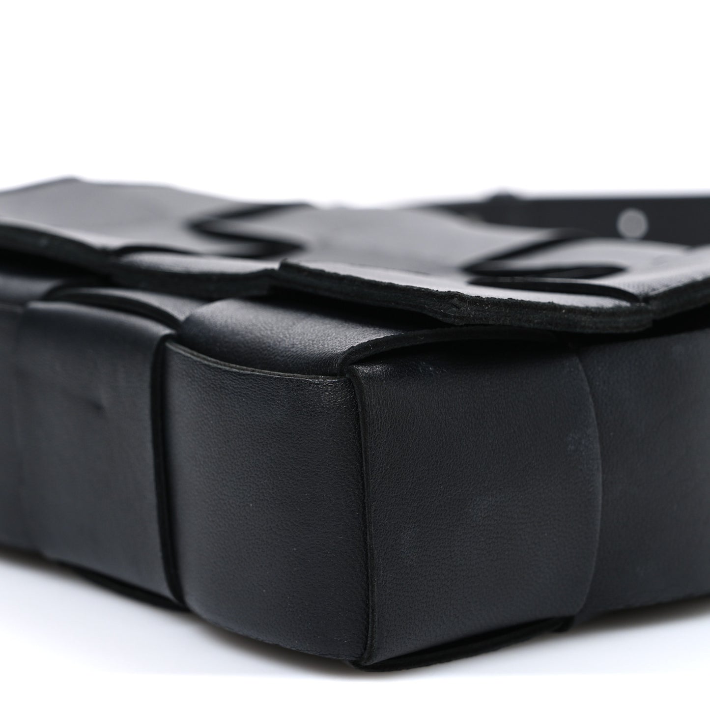 Lambskin Maxi Intrecciato Cassette Crossbody Bag Black