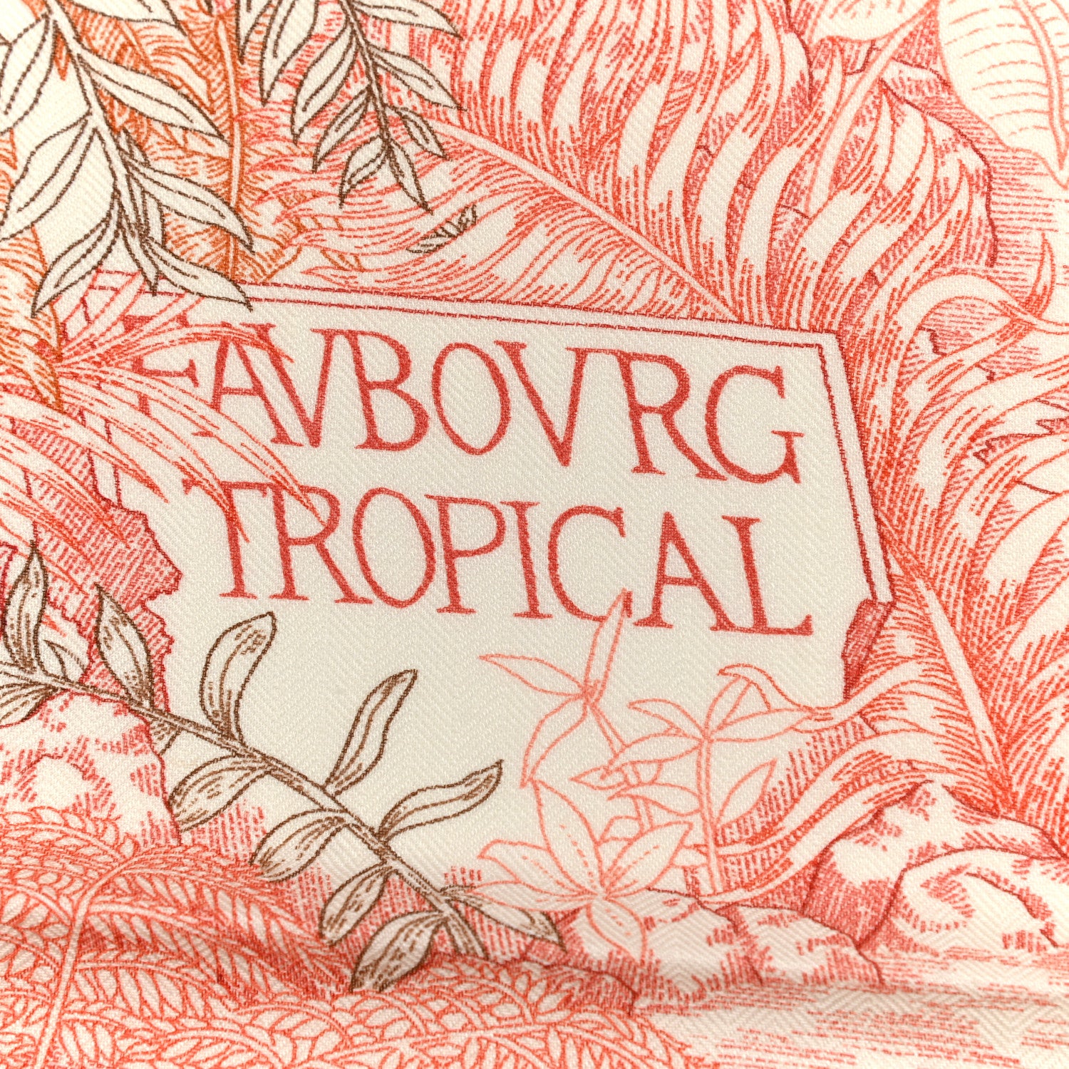 Hermes Cashmere Silk Faubourg Tropical Shawl 140 White Rouge Corail 4 of 6