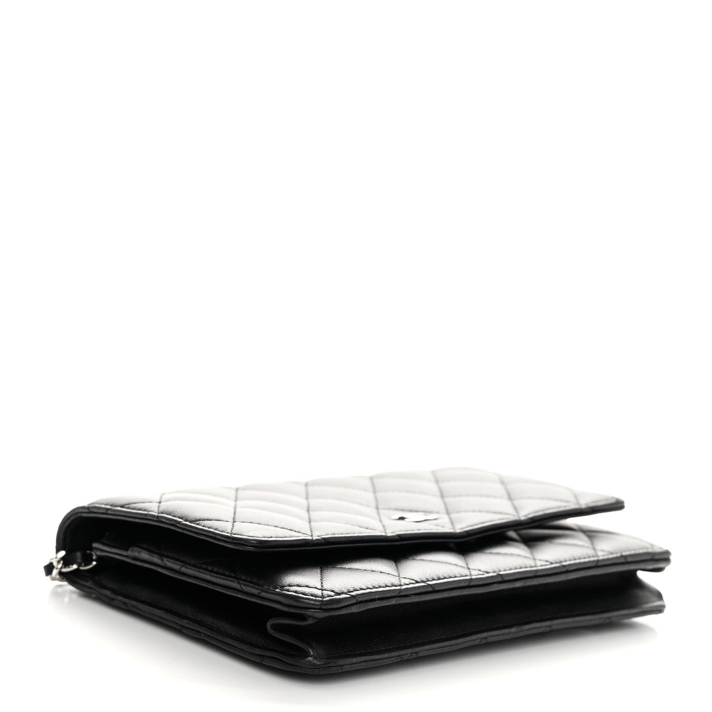 Lambskin Quilted Wallet On Chain WOC Black