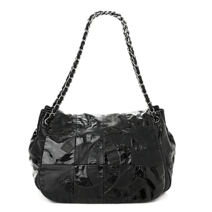 Chanel Lambskin Patent Calfskin Brooklyn Patchwork Accordion Flap Black 1 of 10