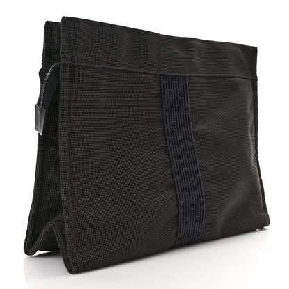 Hermes Canvas Herline Travel Cosmetic Pouch Grey 3 of 12