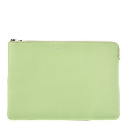 Celine Plastic Bag with Cloudy Lambskin Solo Zip Pouch Clutch Lime 7 of 17