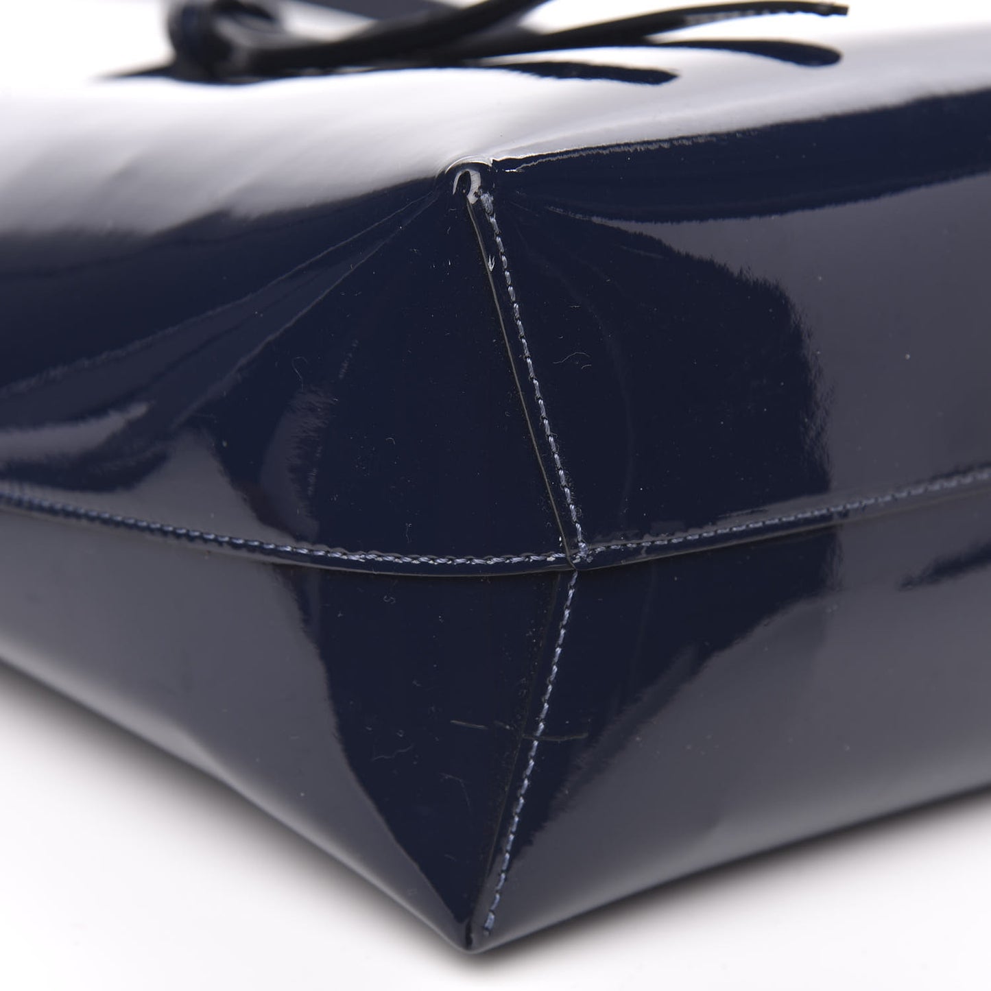 Patent Calfskin Bucket Bag Blu