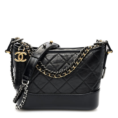 Chanel Aged Calfskin Quilted Small Gabrielle Hobo Black 1 of 10