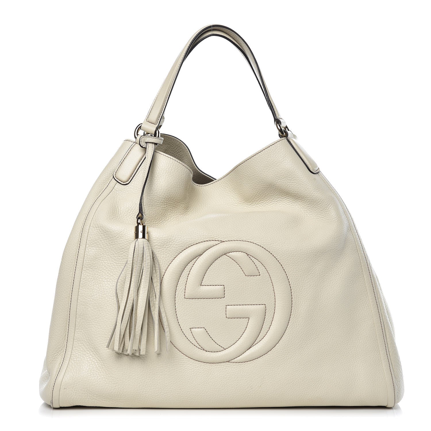 Gucci Pebbled Calfskin Large Soho Shoulder Bag Off White 1 of 10
