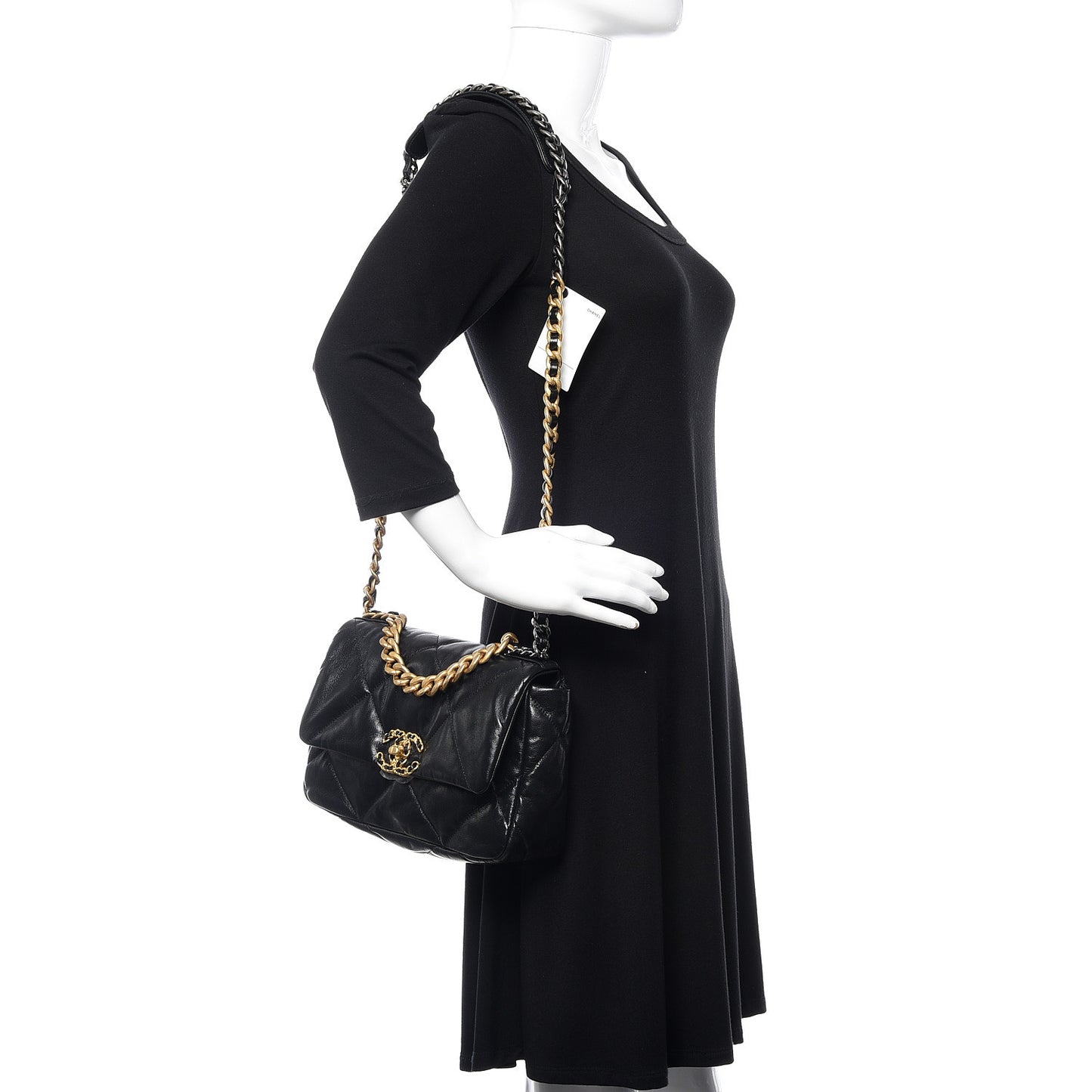 Goatskin Quilted Medium 19 Flap Black