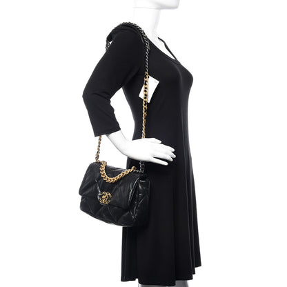 Chanel Goatskin Quilted Medium 19 Flap Black 2 of 10