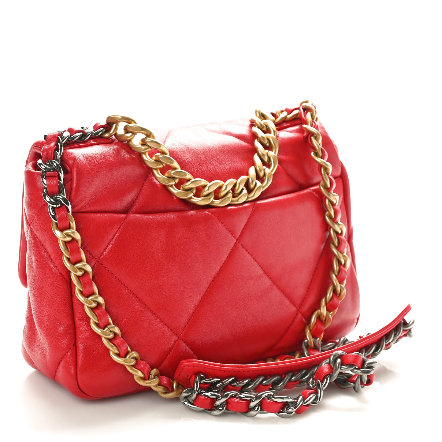 Goatskin Quilted Medium Chanel 19 Flap Red