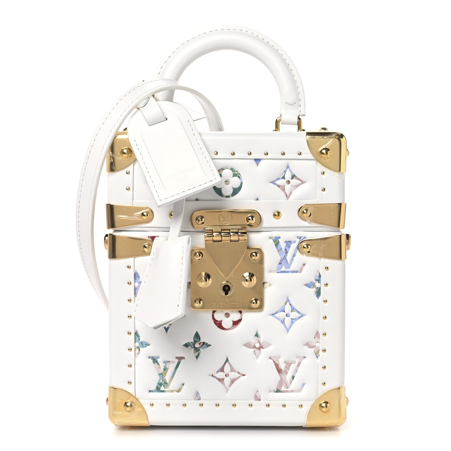 Lambskin Embossed Monogram LV Garden Camera Box White Multicolor