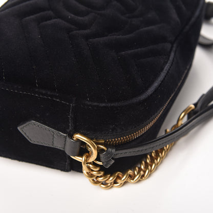 Gucci Velvet Matelasse Small GG Marmont Chain Shoulder Bag Black 16 of 21