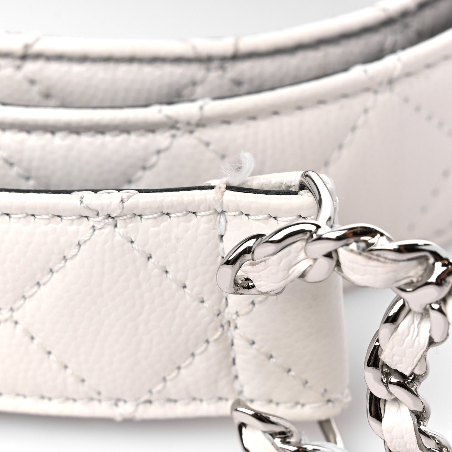 Caviar Quilted CC Chain Belt 80 32 White