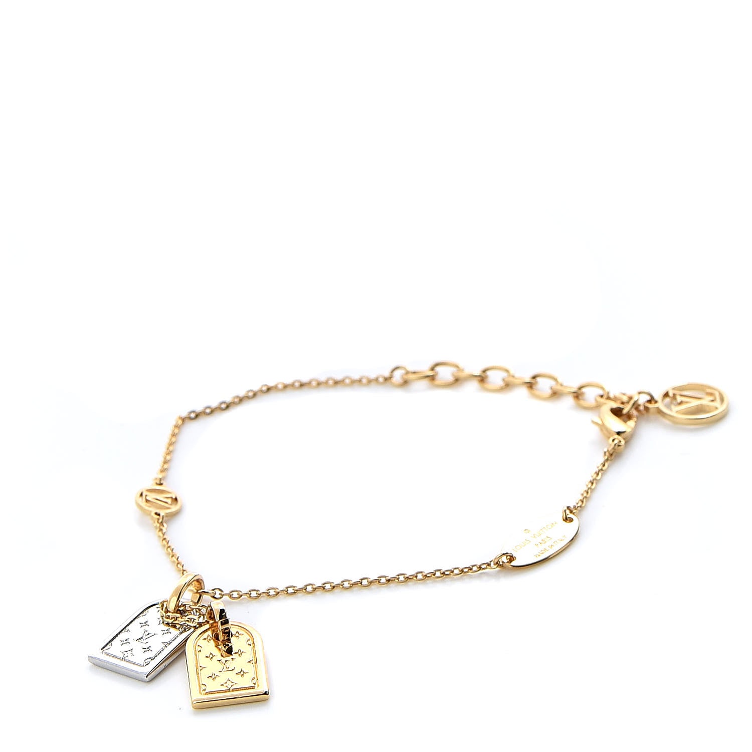 Louis Vuitton Brass Nanogram Bracelet Silver Gold 1 of 6
