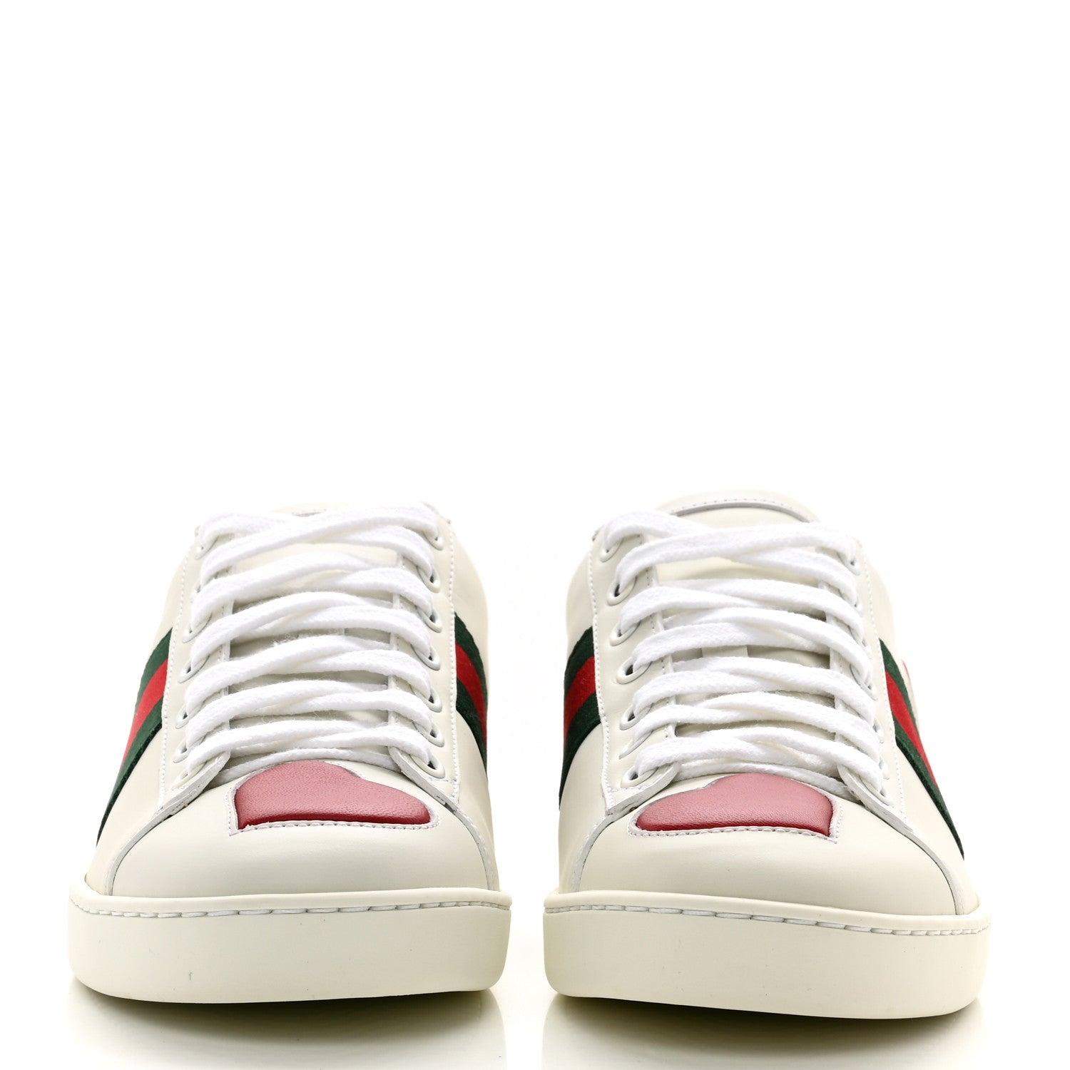 Gucci Calfskin Web Heart Embroidered Womens Ace Sneakers 37 White 2 of 9