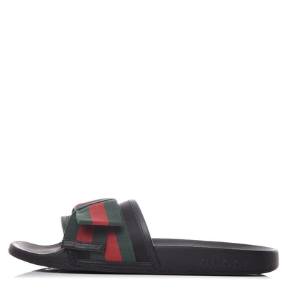 Gucci Satin Web Bow Slide Sandals 39 Black 1 of 10