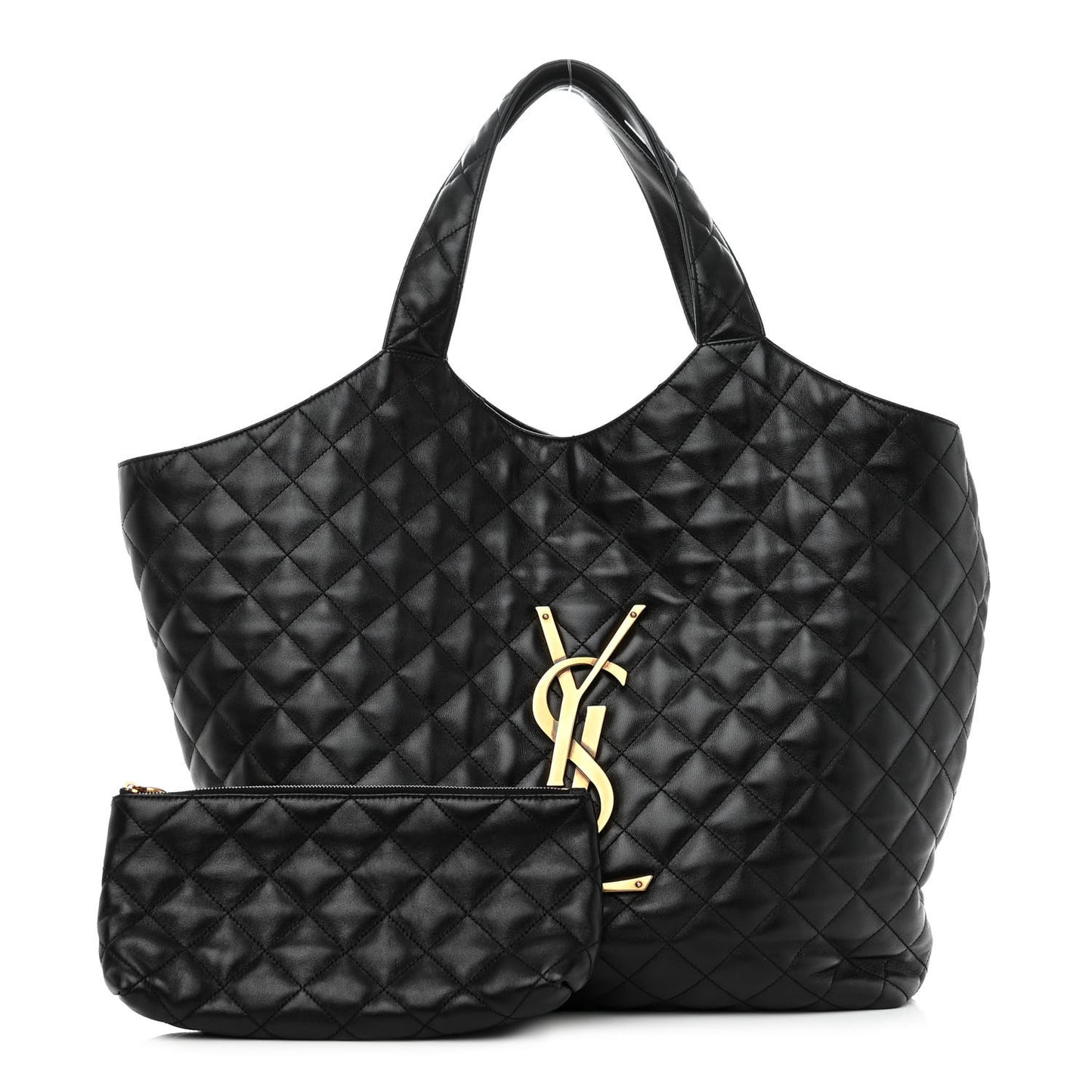 Lambskin Quilted Maxi Icare Shopping Tote Black