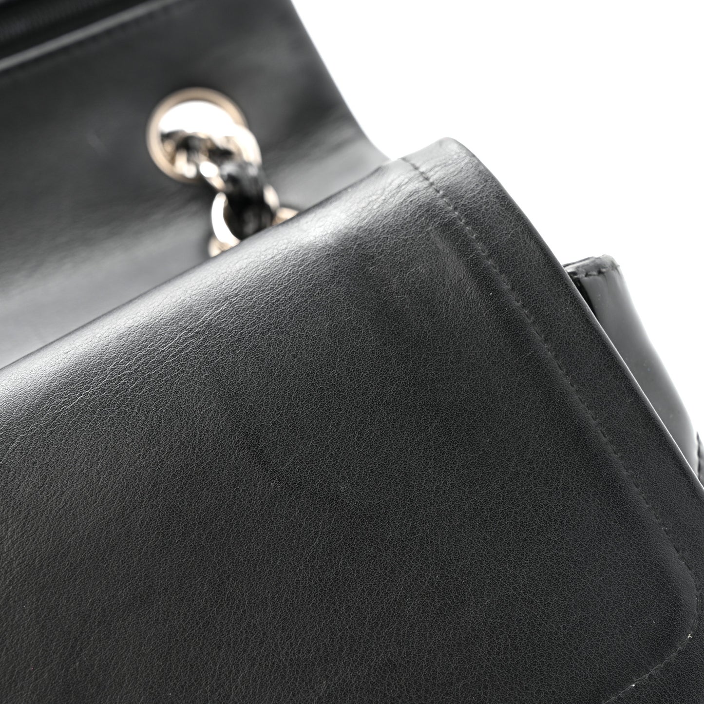 Patent Quilted Jumbo Double Flap Black