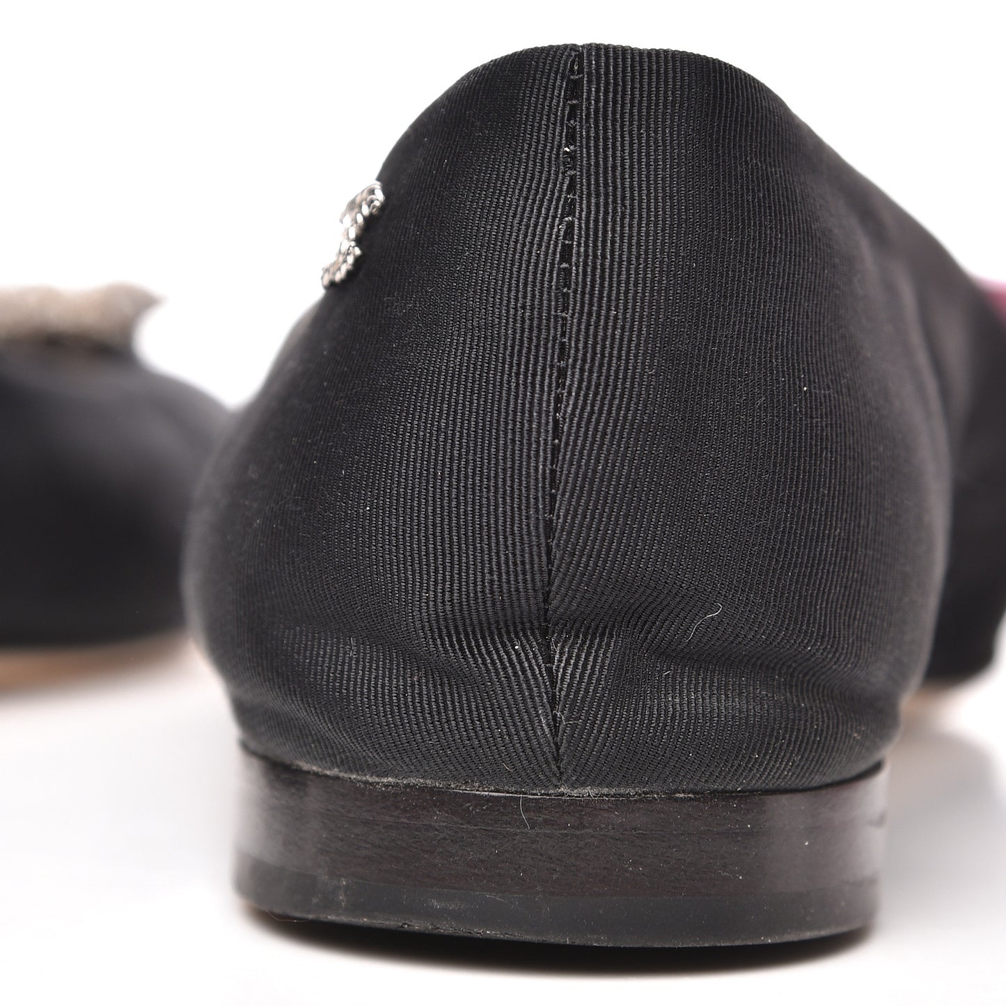 Grosgrain Crystal Bow Cap Ballet Flats 36.5 Black
