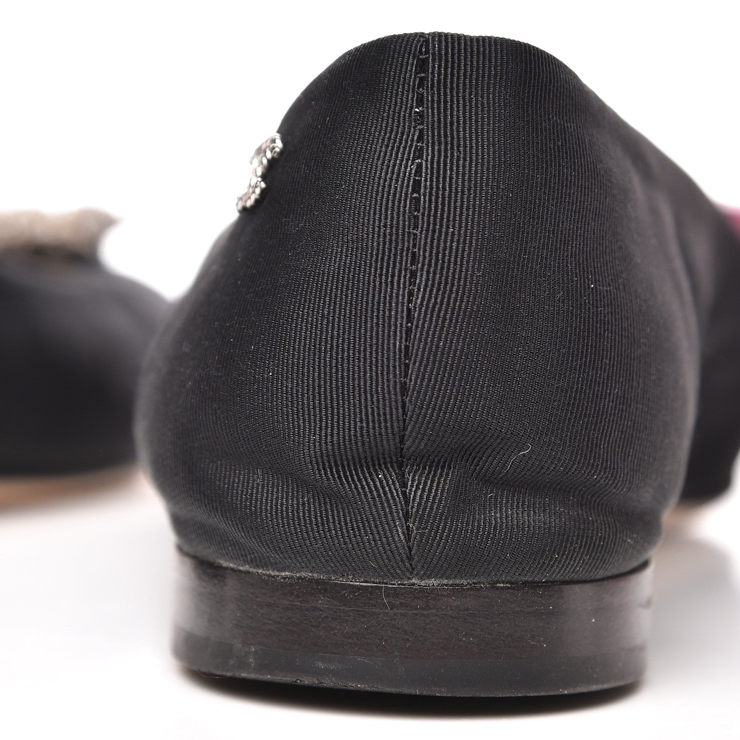 Chanel Grosgrain Crystal Bow Cap Ballet Flats 36.5 Black 11 of 11
