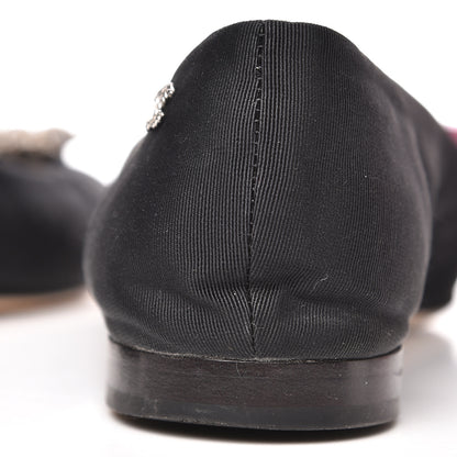 Chanel Grosgrain Crystal Bow Cap Ballet Flats 36.5 Black 11 of 11