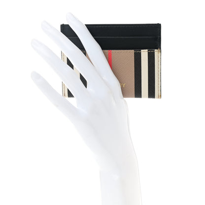 Burberry E-Canvas Calfskin Icon Stripe Card Case Archive Beige 2 of 8