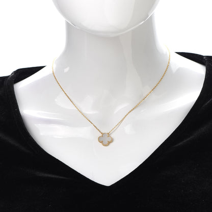 Van Cleef & Arpels 18K Yellow Gold Mother of Pearl Vintage Alhambra Pendant Necklace 2 of 7