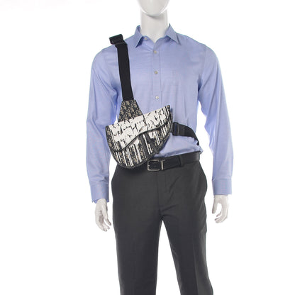 Christian Dior X RAYMON PETTIBON Oblique Mens Saddle Bag Blue White 2 of 10