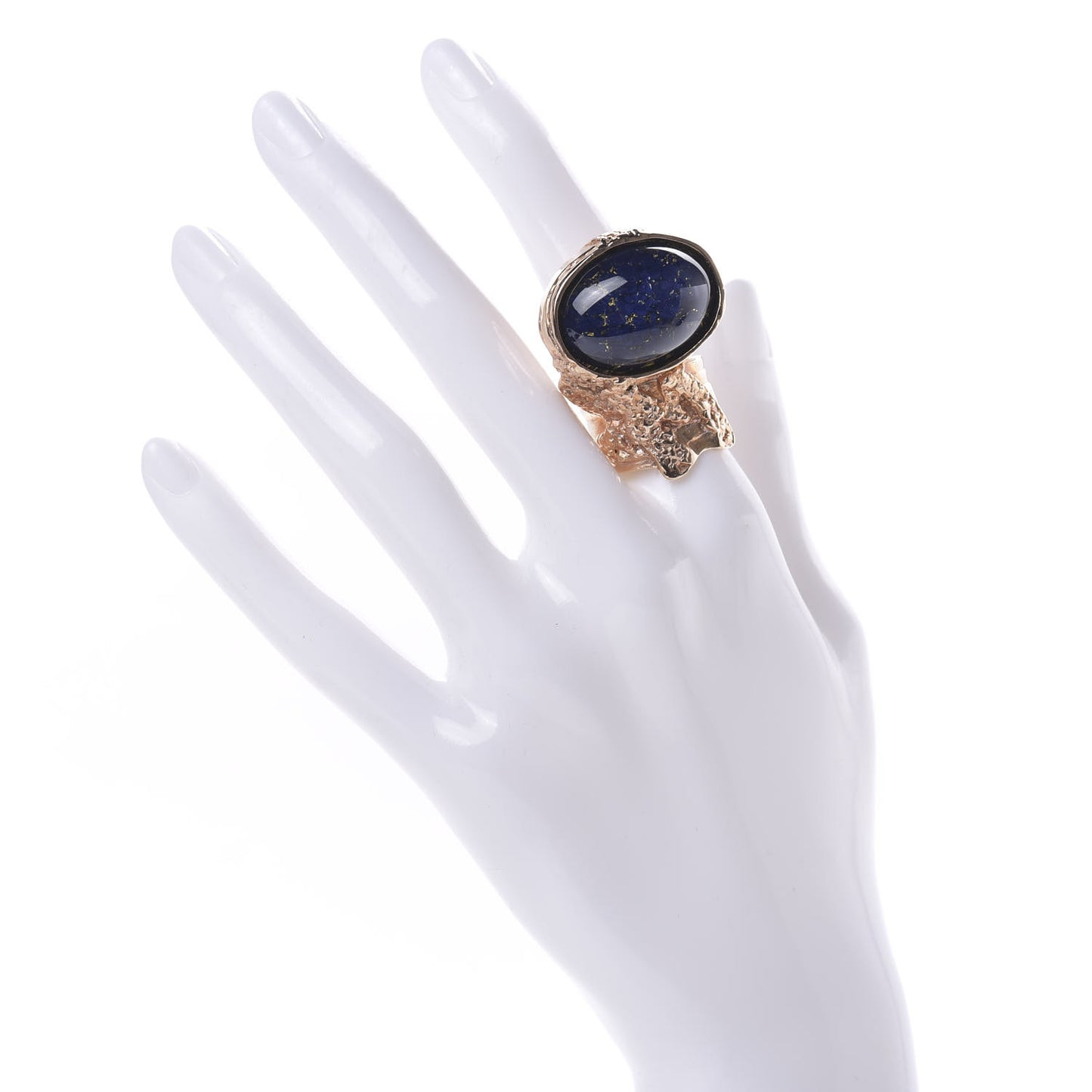 Glass Cabochon Arty Ovale Ring 6 Rose Gold Marine