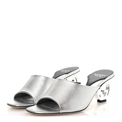 Gucci Nappa Lame Interlocking G Bella 65mm Slide Sandals 39 Argento 4 of 11