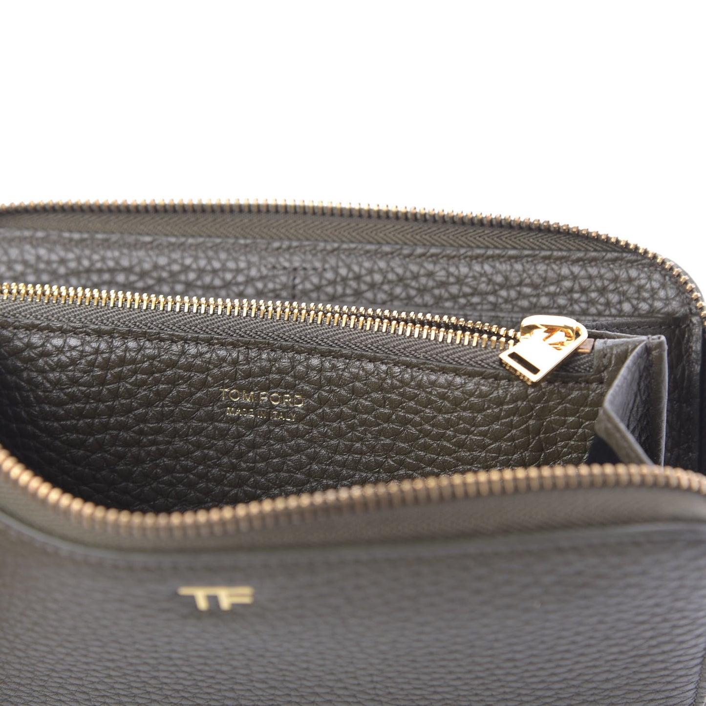 Grained Calfskin TF Zip Around Wallet Graphite
