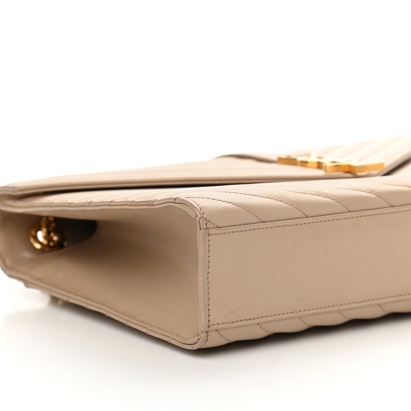Grain De Poudre Matelasse Chevron Large Monogram Satchel Dark Beige