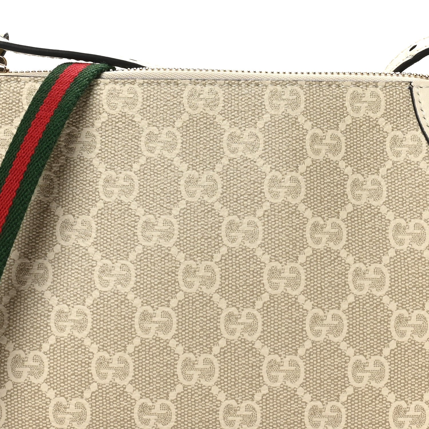 Gucci GG Supreme Monogram Textured Calfskin Small Emblem Shoulder Bag Beige Mystic White 8 of 10