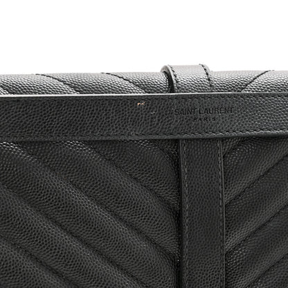 Saint Laurent Grain De Poudre Textured Mixed Matelasse Large Triquilt Monogram Monochrome Satchel Black 13 of 21