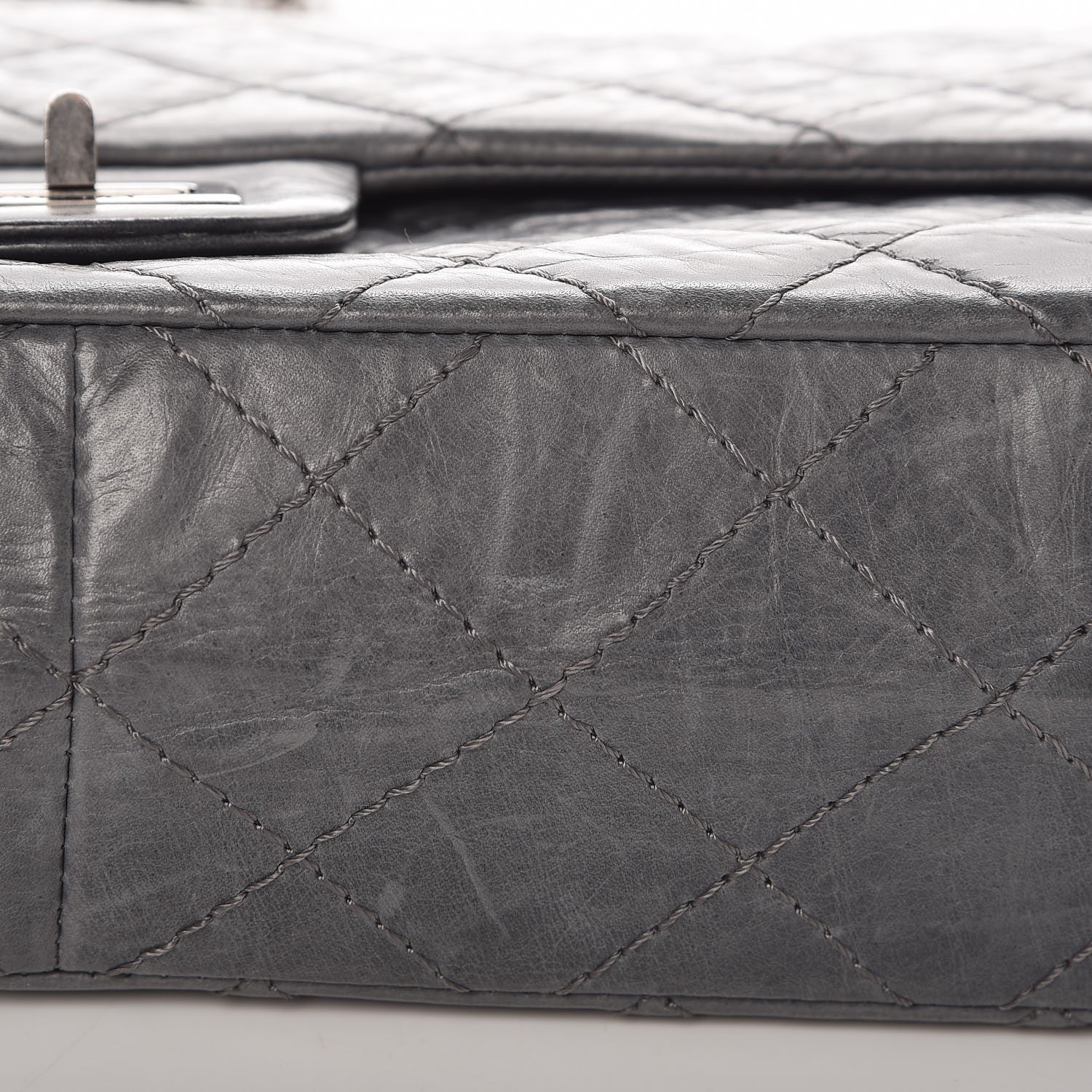 Chanel Aged Calfskin Quilted 50th Anniversary 2.55 Reissue Flap 226 Grey 12 of 13