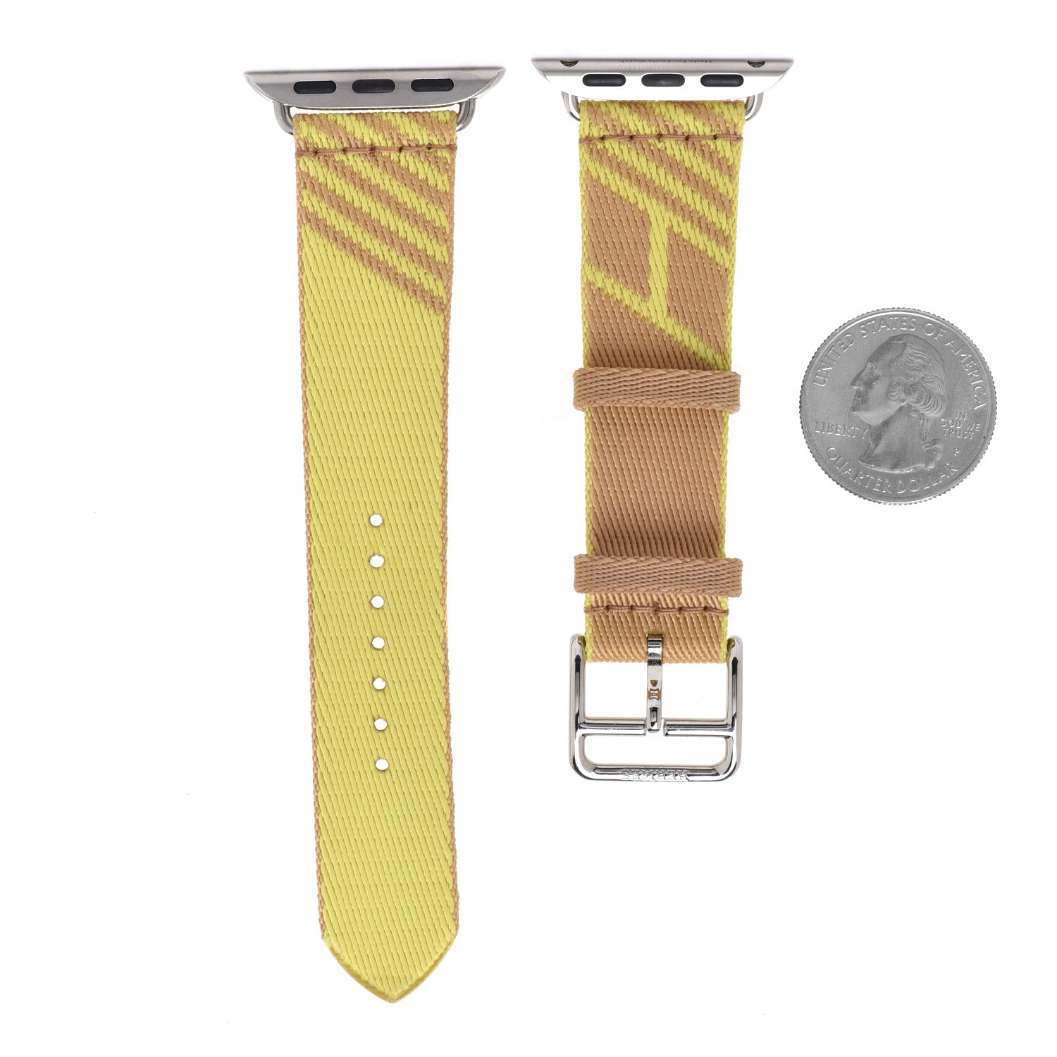 Hermes Nylon Weave 41mm H Vibration Jumping Watch Single Tour Band Kraft Lime 2 of 6