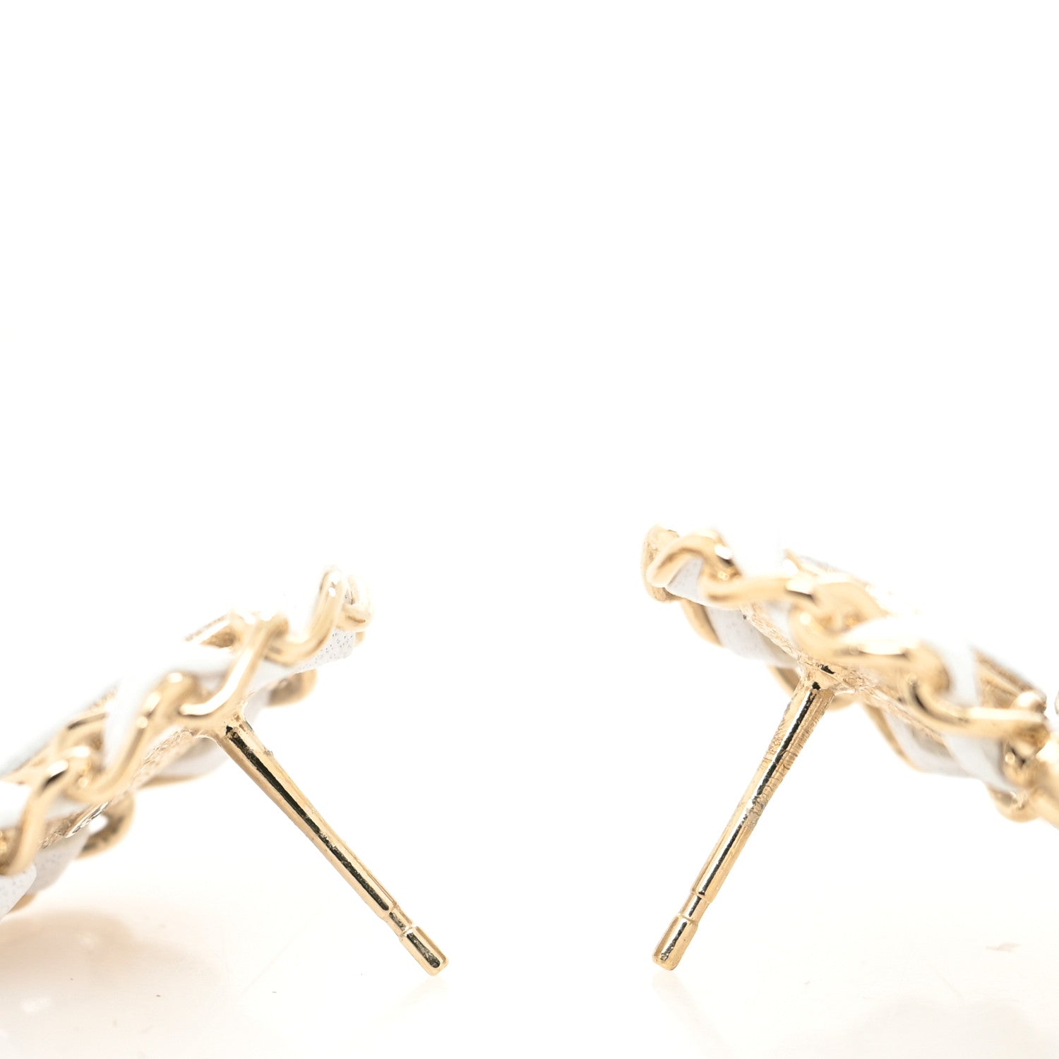Chanel Lambskin Metal Chain CC Drop Earrings White Gold 3 of 4