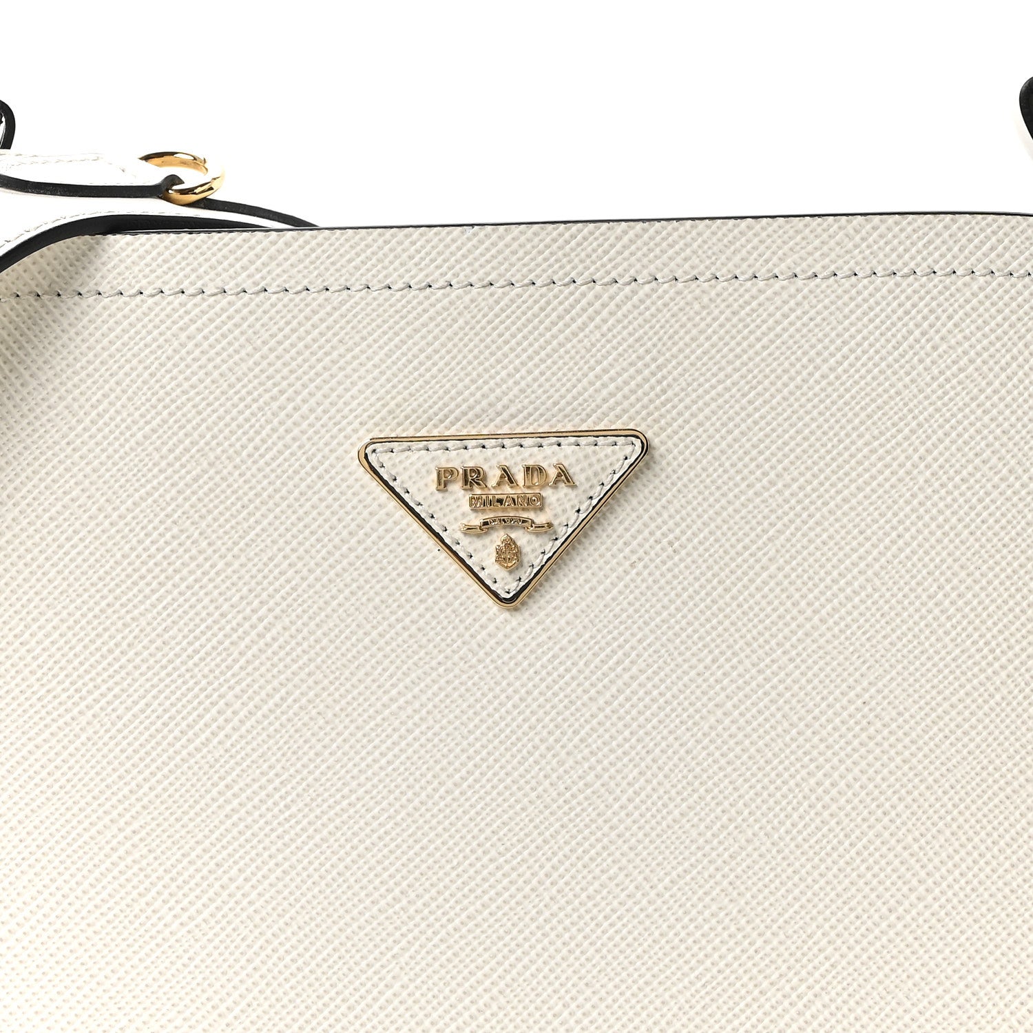 Prada Saffiano Cuir Small Matinee Tote  Bianco Black 7 of 9