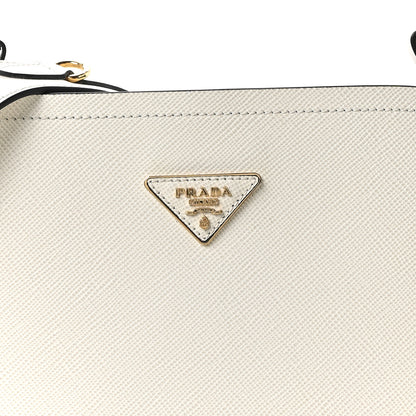 Prada Saffiano Cuir Small Matinee Tote  Bianco Black 7 of 9